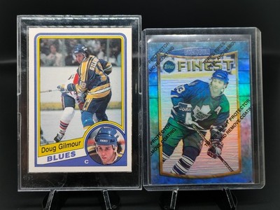 Doug Gilmour Lot (6): O-pee-chee Rookie, Topps Finest Refractor ++ Maple Leafs 