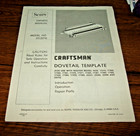 CRAFTSMAN  DOVETAIL TEMPLATE MODEL NO.  315 25710 OWNERS  MANUAL — photo 1