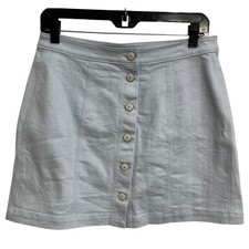 Cinq a Sept Tous Les Jours Light Blue Denim Button Front Mini Regina Skirt 8