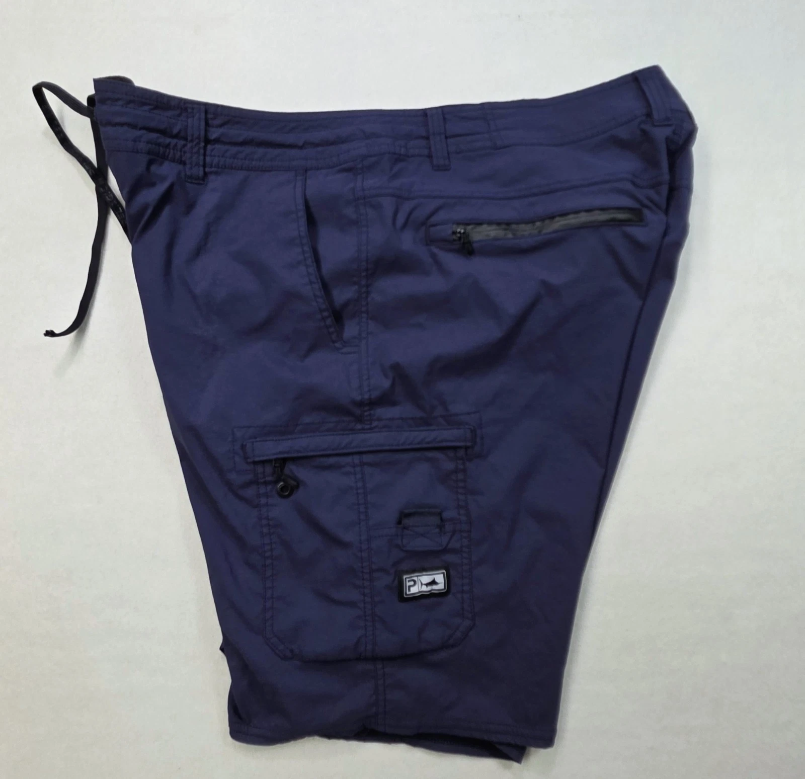 Pelagic Hybrid Shorts Mens 40 Blue Black Fishing Nylon Stretch Zip Cargo Pockets