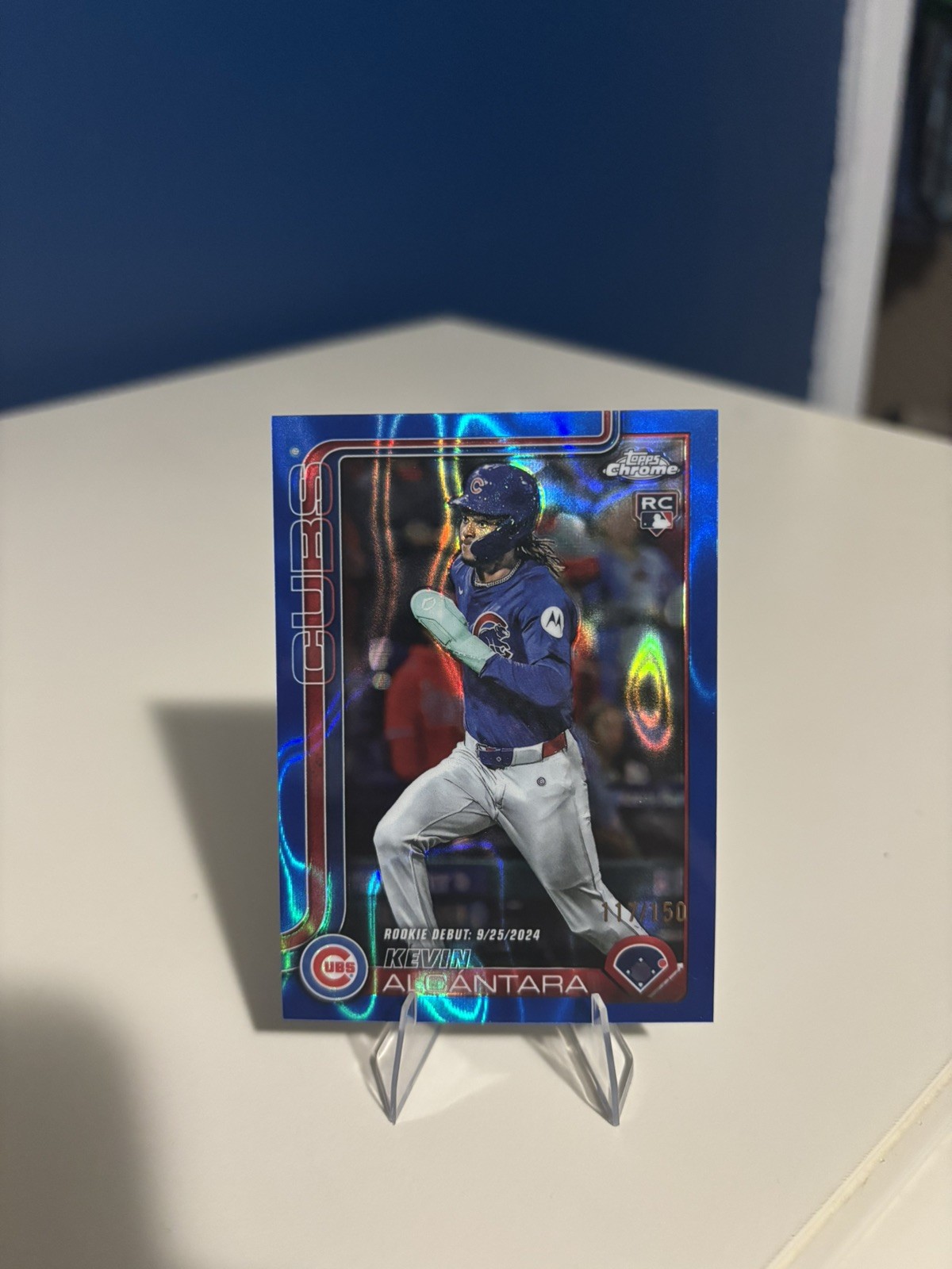 2025 Topps Chrome Update Kevin Alcantara (RC) Blue Wave /150 #USC25 Cubs
