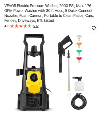 #ad #ad VEVOR Electric Pressure Washer High Pressure Washer 2000PSI 1.65GPM w Hose Reel $70.00