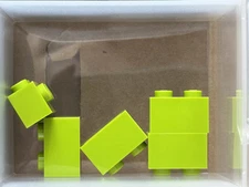 LEGO Parts - Lime Brick, Modified 1 x 2 with Studs on 1 Side - No 11211 - QTY 5