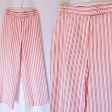 Vintage 70s Red White Candy Stripe Wide Leg Trouser Pants Junior House XS/S