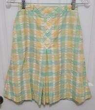 Vtg 70s Jantzen Women's Yellow Plaid Pleated Skort Hidden Shorts Skirt Size 0/2