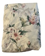 Vintage Springmaid Ivory Floral Pink Green Tan Twin Fitted Sheet Country Chic