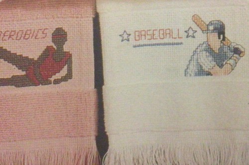 Leisure Arts cross stitch pattern called ' Towels For Good Sports - Picture 7 of 12