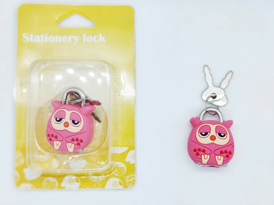 Pink owl lock Security Padlock for Books, Suitcases, Backpacks, & Lockers/MINI