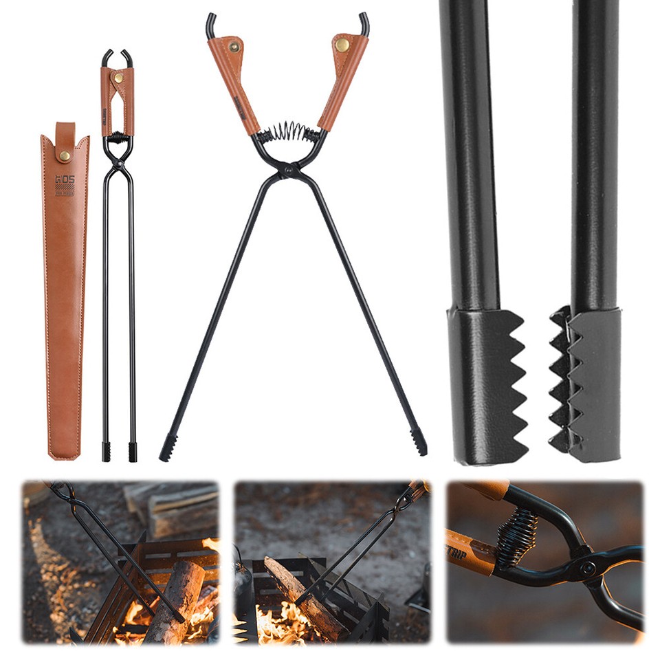A Camping Fire Poker Lightweight Thickened Fire Tongs Portable Outdoor