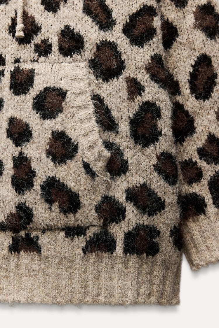 NWT ZARA ANIMAL PRINT JACQUARD KNIT SWEATSHIRT XS-S $90 | eBay
