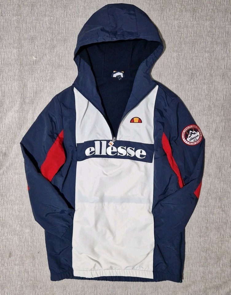 Ellesse Windbreaker Light Jacket Mens S Relaxed Blue White Red Hoodie