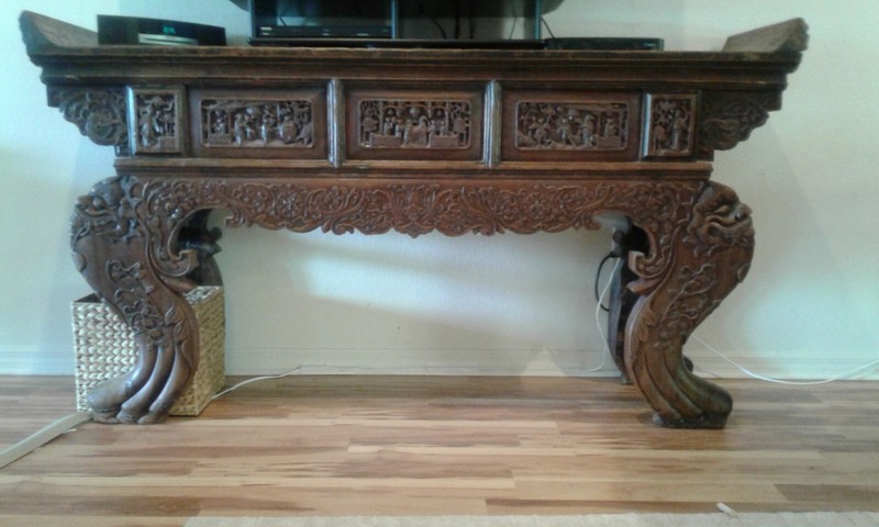 19th CENTURY CHINESE ANTIQUE LARGE ALTAR  TABLE, AWESOME CONVERSATION PIECE!