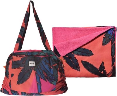 Beach Bag & 100% Cotton Turkish Towel Combo 2-in-1 Convertible Multi-Functional