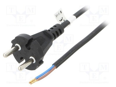 Cable; CEE 7/17 (C) wtyk,przewody; PVC; 10m; czarny; 16A; 250V Z1C2