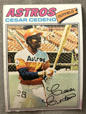 1977 Topps Cesar Cedeno Baseball Card 90 Astros OF Low-Grade PR O/C Poor Stained