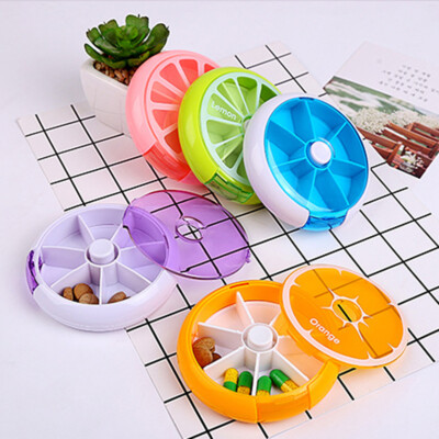 7 Days Weekly Pill Box Tablet Storage Box Medicine Dispenser Round Case     