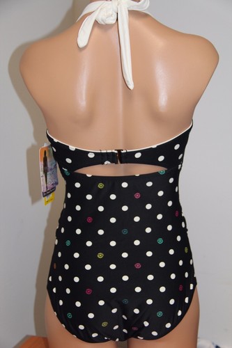 NWT Coco Rave Swimsuit 1 one piece underwire Sz L 36B Halter U-Wire Jet Black - 第 3/5 張圖片