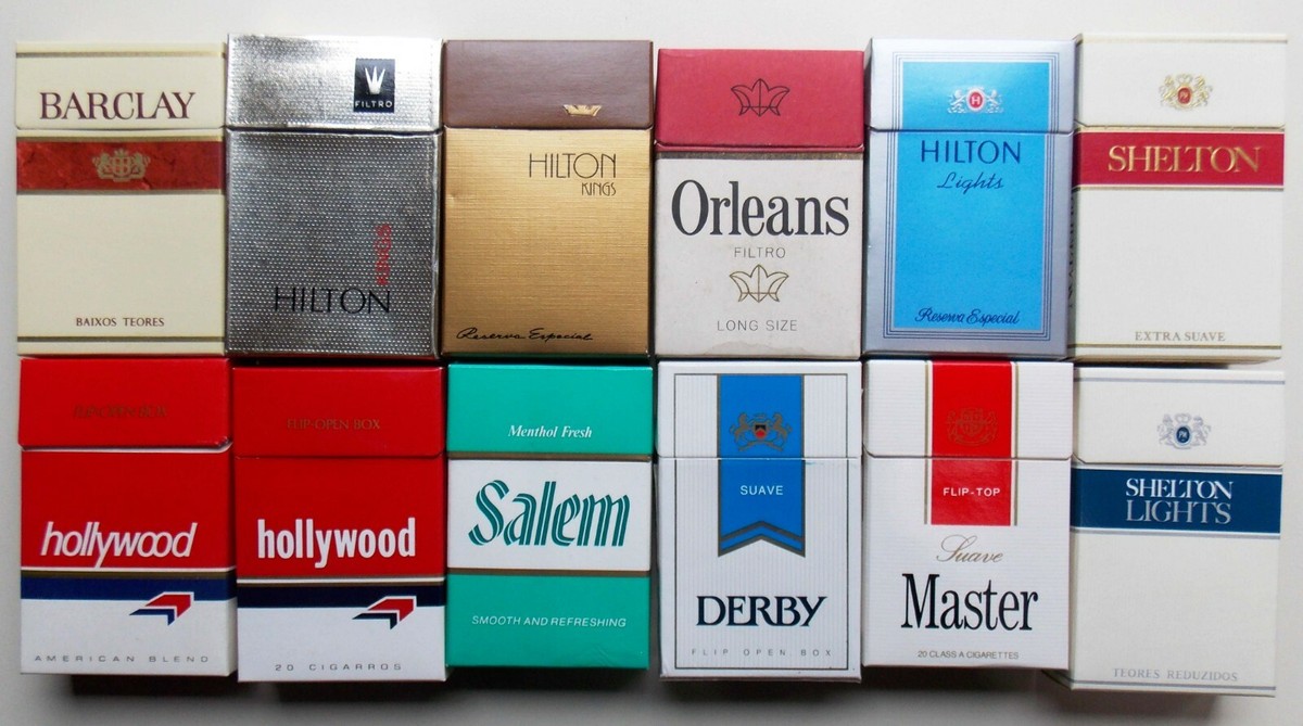 80's 90's old cigarette brands COLLECTION (1): 12 DIFFERENT BRAZIL EMPTY CIGARETTE BOXES 70s-80s