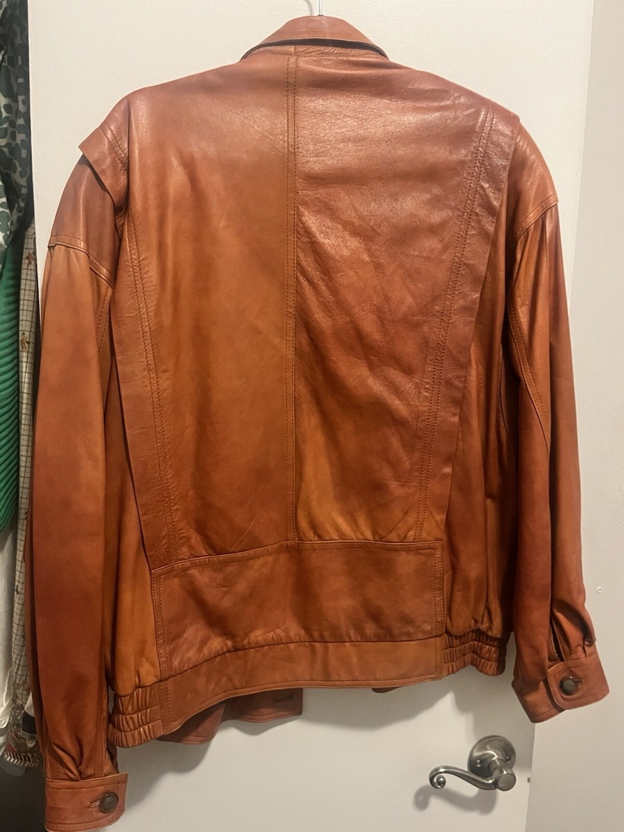 vintage leather jacket men brown valentino | eBay