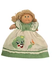 Vtg Cabbage Patch Coleco Girl Doll Green Eyes Wheat Poodle Hair Pony Tails Dress