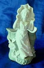 German Bisque Porcelain Match Holder Woman Figurine