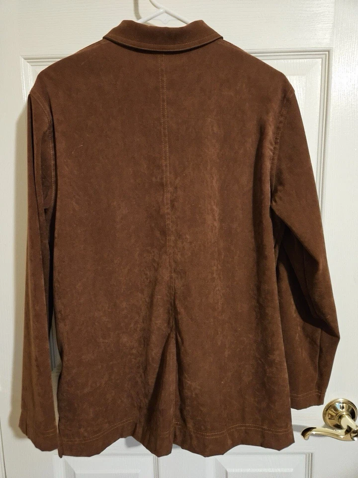 Camisa chaqueta marrón ligera vintage Clio de poliéster con botones pequeña para mujer Foto 2 de 4