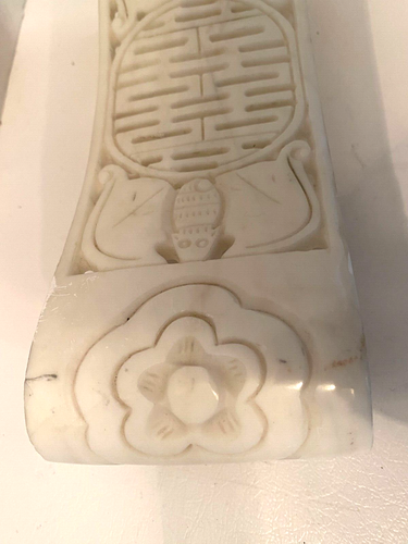 Chinese Natural Hard Stone Marble Hand Carving 19th Century Pillow 10” L x 3.25" - Picture 3 of 5