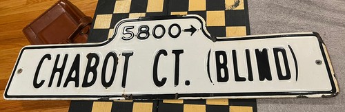 Chabot Ct. (Blind) White Enamel Street Sign 1950s & 60s Oakland, California rare - Picture 4 of 4