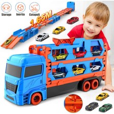 Race Track Transport Truck Car Toys Set for Kids Vehicles Toys with 6 Race Cars