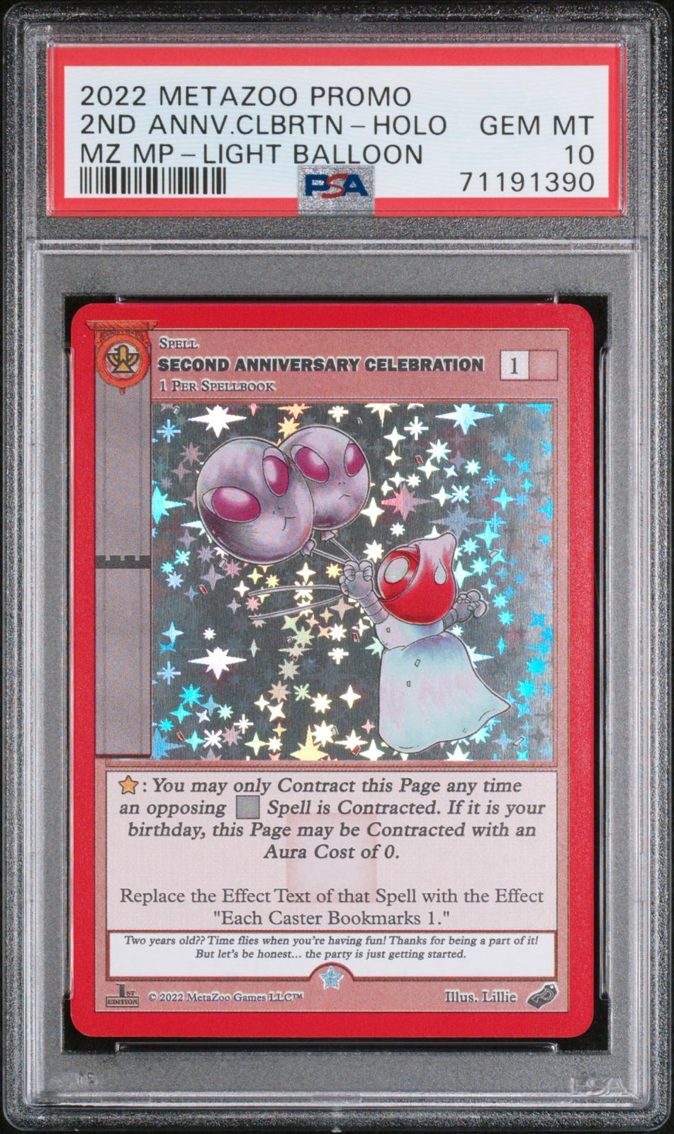 2022 METAZOO PROMO SECOND ANNIVERSARY CELEBRATION-HOLO PSA 10