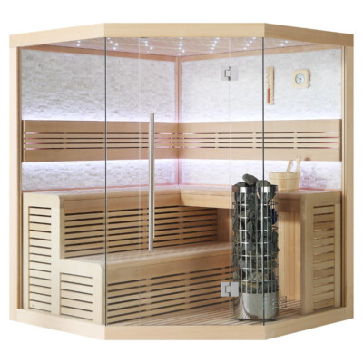 Sauna AWT E1101C Hemlock 180x180 9kW Cilindro Ofen Xenio Steuerung