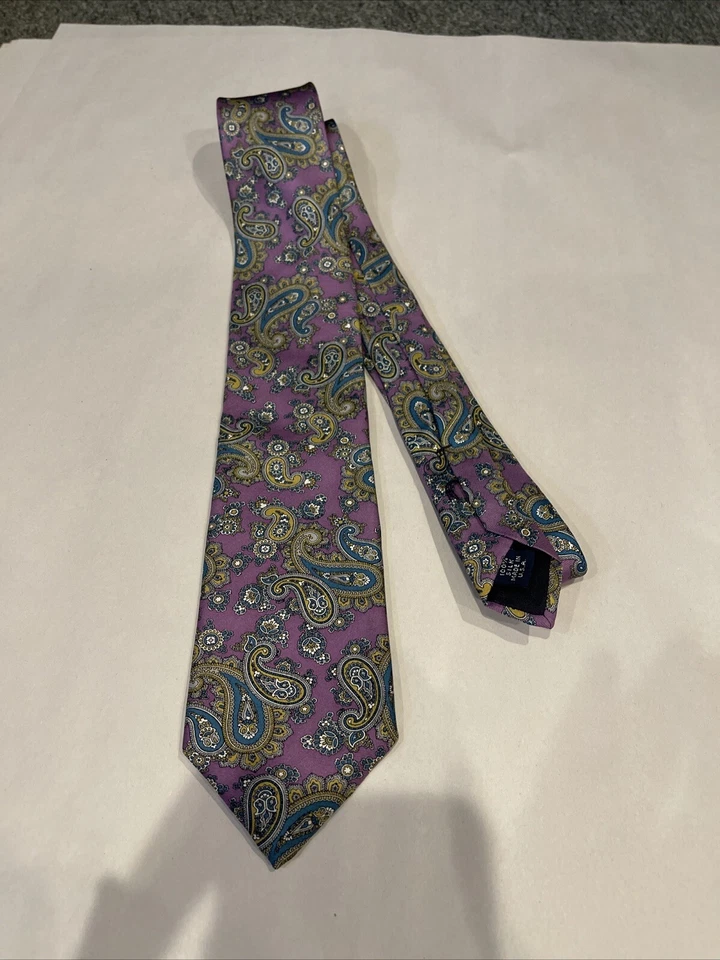 Corbata enrico capucci, seda, corbata delgada, hecha en EE. UU., púrpura/amarilla Foto 2 de 4