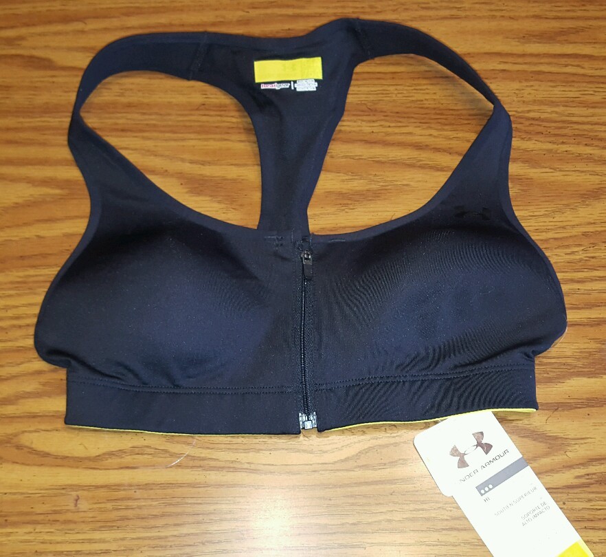 NWT 49.99 Under Armour Heat Gear Protegee Zipper Sports Bra 1236586