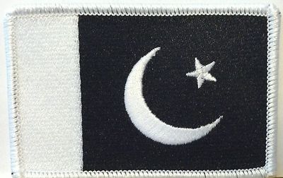 PAKISTAN FLAG Iron-On PATCH Embroidered PAKISTANI White & Black Version #8