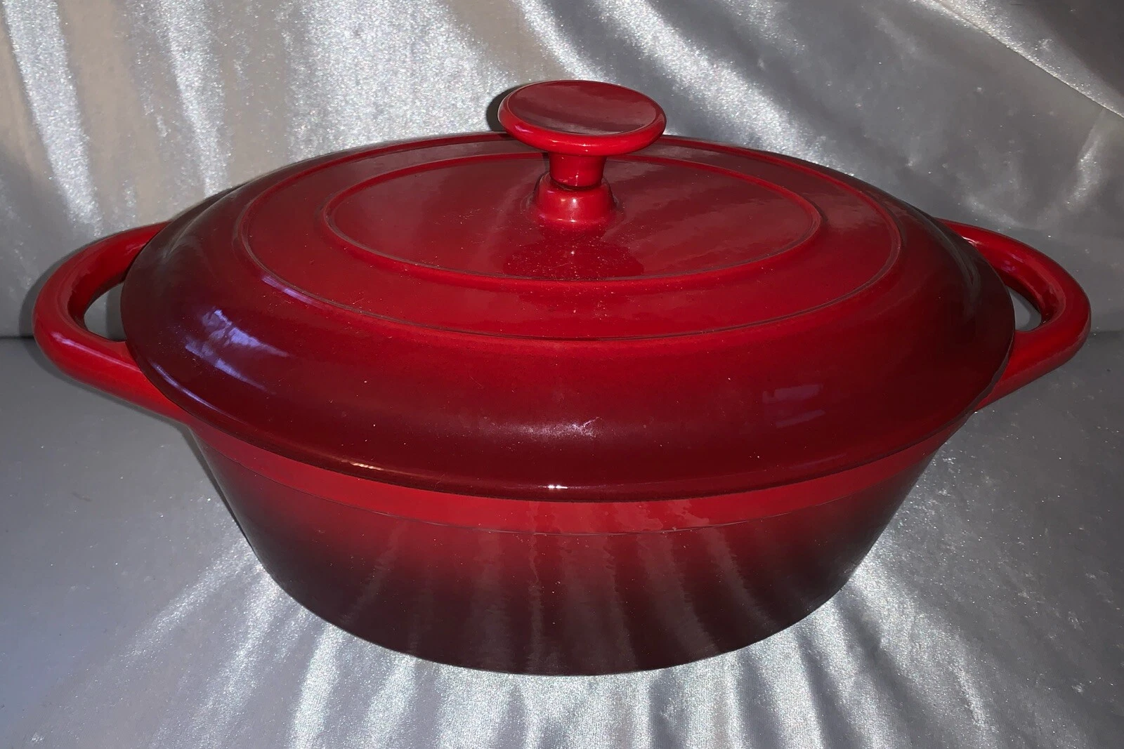 Ruby Red Ernesto Large Enameled Cast Iron Lidded Dutch Oven 15” W USED ONCE