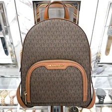 Michael Kors Jaycee Medium MK Signature Logo Backpack Luggage Brown