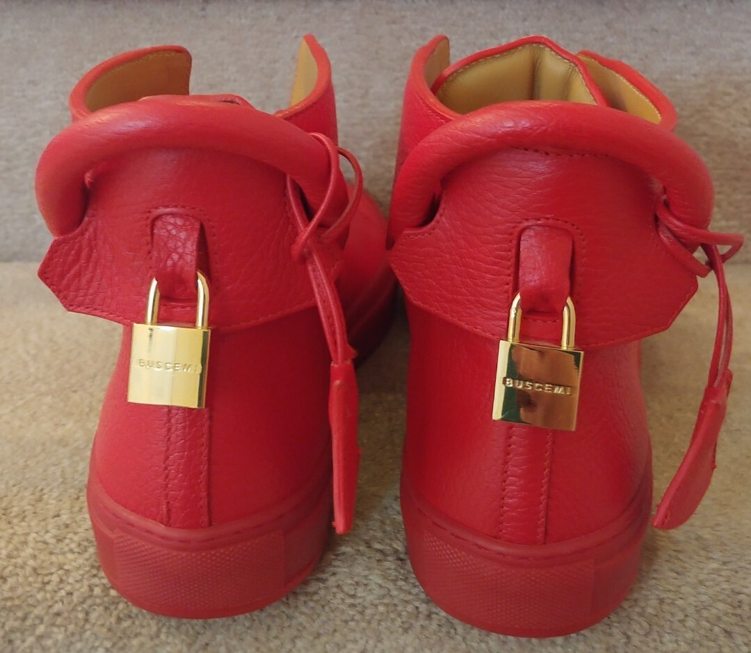 【BUSCEMI】125MM / RED RED【即発送】 Buscemi 125MM Red/Red Leather High Top Sneakers #1125SP16