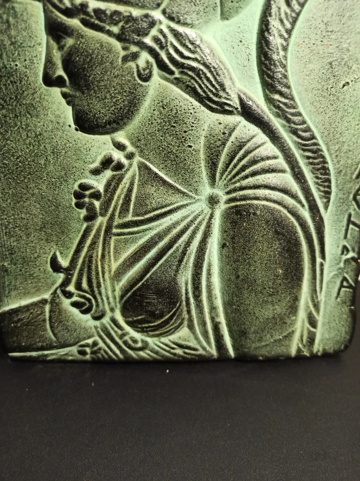 Plaque murale déco style grec ancien terre cuite Athena mythologie vintage - Photo 3/4