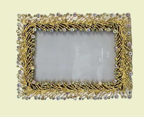 Magnificent~Gold Colored Branch Leaves & Sparkling Crystals~Exquisite NEW FRAME! - Picture 3 of 11
