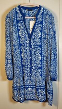 Zara NWT Blue White Floral Drop Waist Mini Dress Size XXL Tiered Ruffle Flowy