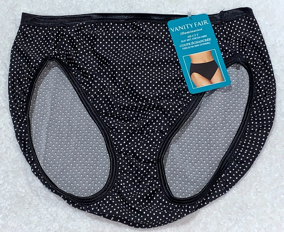 VANITY FAIR Brillo Iluminación Negro Blanco Punto Corte Alto Calzoncillo Panty Mujer M 6 L 7 Foto 3 de 4