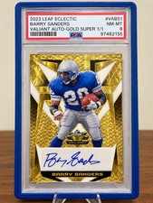 Marketplace image: 2023 Leaf Valiant Barry Sanders Gold SuperFractor Auto 1/1 PSA 8 Lions HOF 🐐