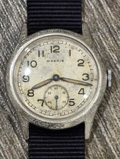 Vintage Rare Moeris Manual Wind Military Watch 33 mm Working