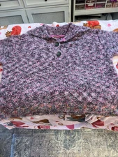 Free People space dye collared sweater in pink multi L oversized fuzzy soft