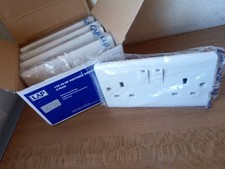 Image of LAP 13A 2-GANG DP SWITCHED SOCKETS WHITE 5 PACK Double pole & fixings bundle