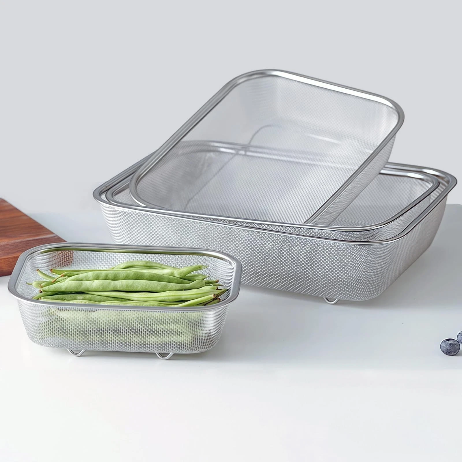 18/8 Stainless Steel Fine Mesh Strainer Basket with Feet, Rectangular Colande...
Opens in a new wind