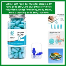 Soft Foam Ear Plugs for Sleeping, 60 Pairs, 38dB SNR, Lake Blue Ultra-soft ...