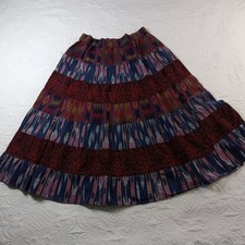 Carole Little Twill Skirt Womens 16 Multicolor Tribal Tiered Vtg 90s EUC