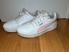 PUMA Carina Shoes Youth Size 4 White Pink Low Top Casual SoftFoam 386185-09