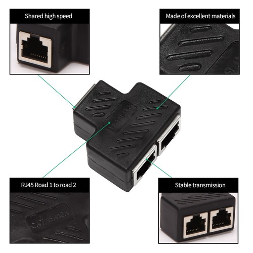 2 Port RJ45 Splitter Adapter LAN Netzwerk Ethernet Extender Stecker Lot 1St F2B1 - Bild 2 von 8